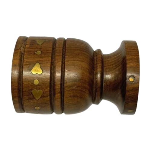 WisdomWork Craft Handcrafted Wooden Dhoop Batti Stand ncense Holder with Ash Catcher & Brass Flower Inlay – (Plan Golden Bowl line)