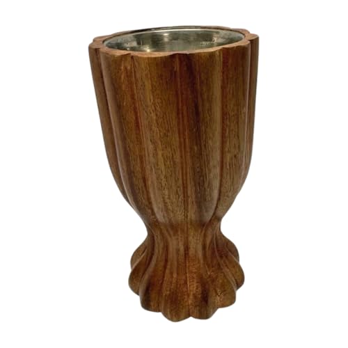 Handcrafted Wooden Sambrani Dhoop Batti Stand with Brass Bowl – Incense Holder with Ash Catcher & Metal Flower Design – Traditional Aromatherapy Burner for Meditation, Puja & Decor (3x2.5 Inches)