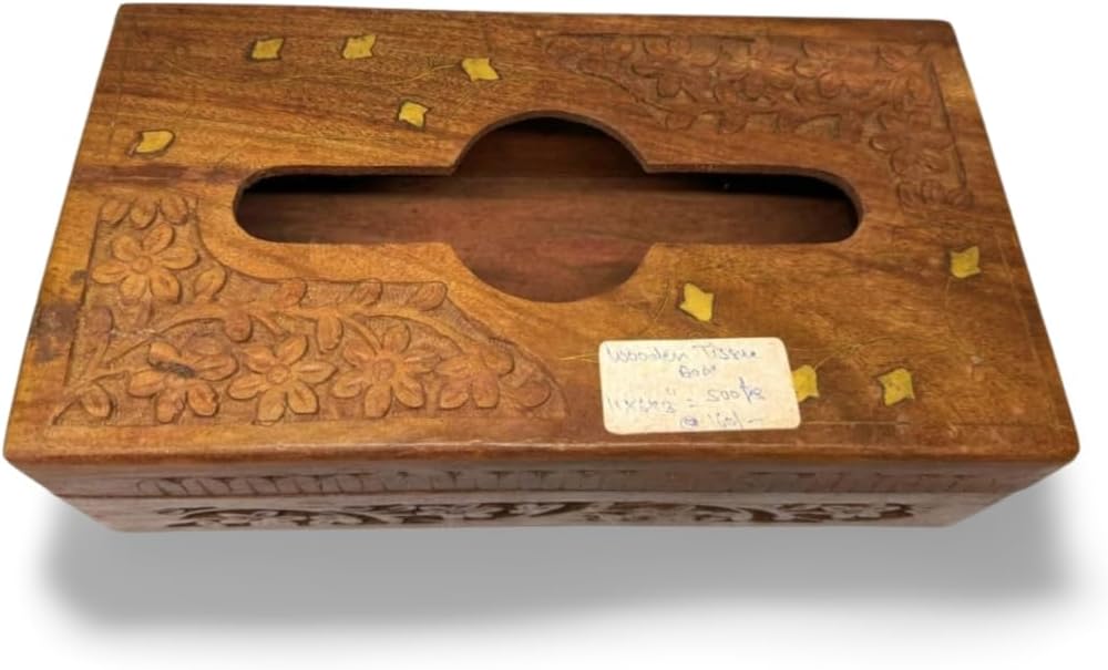 Handcrafted Wooden Tissue Paper Holder Box – A Touch of Tradition & Utility Combined - 3x5x9 Inches