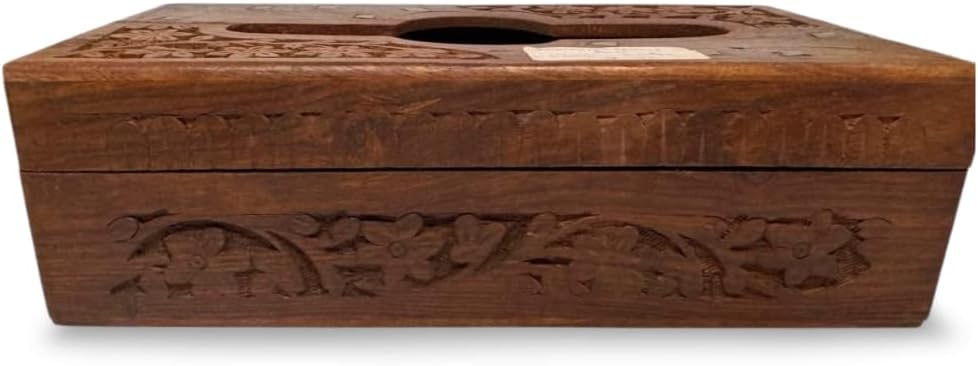 Handcrafted Wooden Tissue Paper Holder Box – A Touch of Tradition & Utility Combined - 3x5x9 Inches