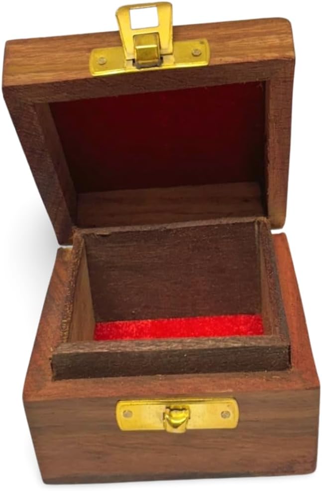 Handmade Wooden Jewelry Box for Women – 5x3 inch Hand-Carved Organizer with Brass Inlay – Rustic Indian Keepsake Box Gift for Girls, Teens, Mom – Vintage Trinket Storage (412s)