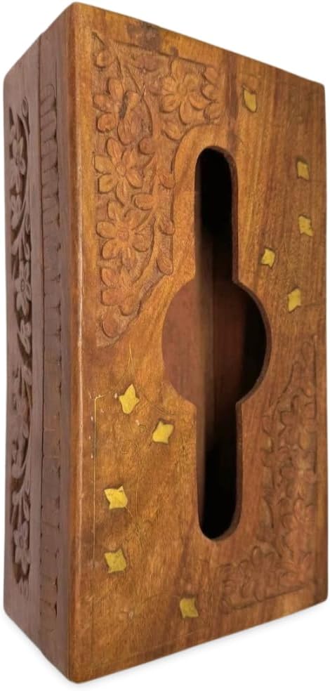 Handcrafted Wooden Tissue Paper Holder Box – A Touch of Tradition & Utility Combined - 3x5x9 Inches