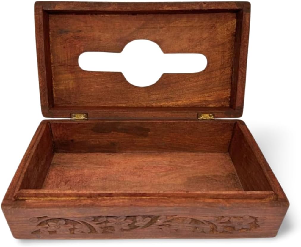Handcrafted Wooden Tissue Paper Holder Box – A Touch of Tradition & Utility Combined - 3x5x9 Inches