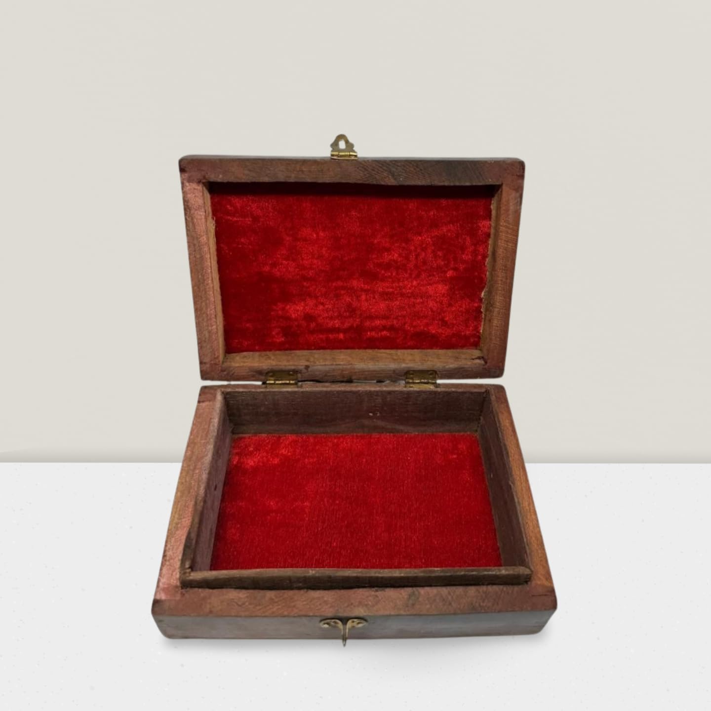 Handmade Wooden Jewelry Box for Women – 4x4 inch Hand-Carved Organizer with Brass Inlay – Rustic Indian Keepsake Box Gift for Girls, Teens, Mom – Vintage Trinket Storage