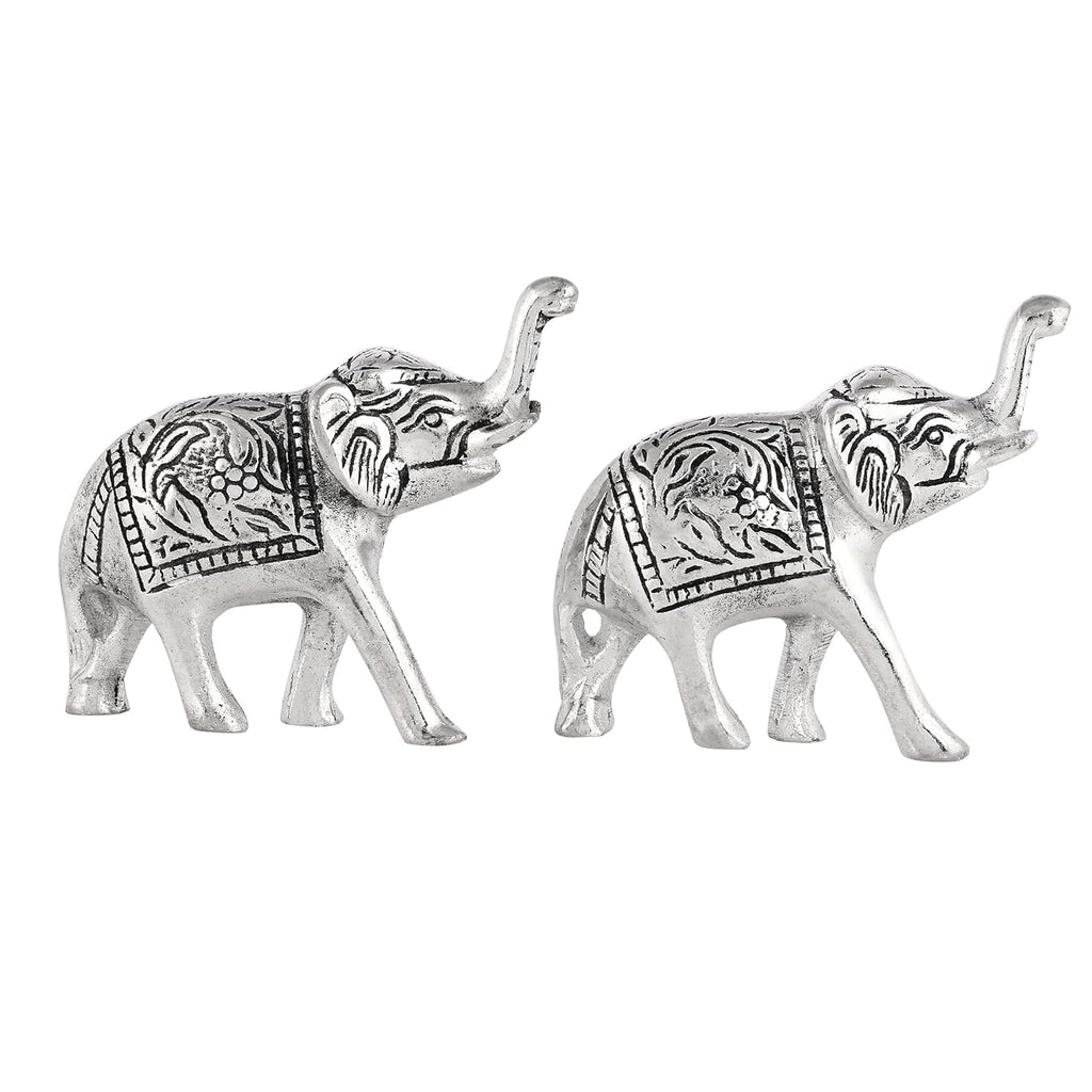 Nirmal Handicraft Metal Elephant Silver Color for Showpiece Enhance Your Home,Office & Table and Gift for Have House Warming Anniversaries, Birthday. (3 in.), White Metal 3inch Elephant