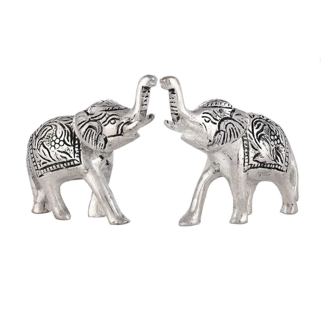 Nirmal Handicraft Metal Elephant Silver Color for Showpiece Enhance Your Home,Office & Table and Gift for Have House Warming Anniversaries, Birthday. (3 in.), White Metal 3inch Elephant