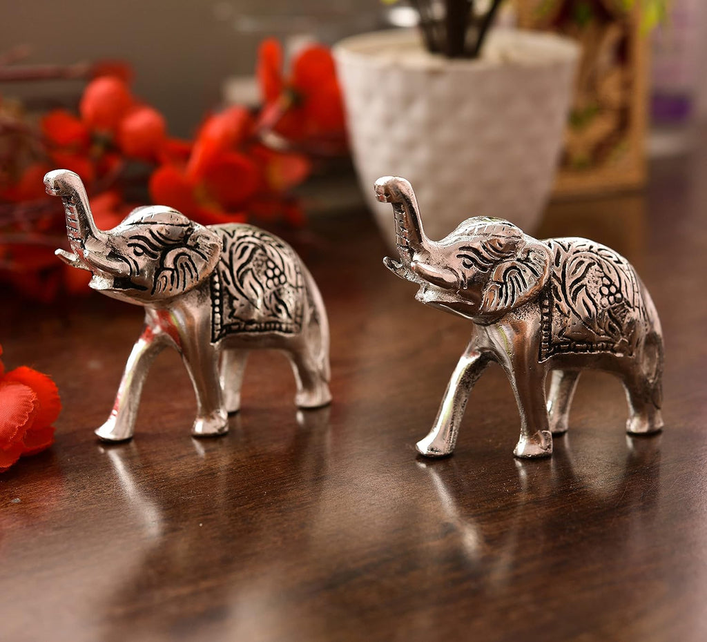 Nirmal Handicraft Metal Elephant Silver Color for Showpiece Enhance Your Home,Office & Table and Gift for Have House Warming Anniversaries, Birthday. (3 in.), White Metal 3inch Elephant