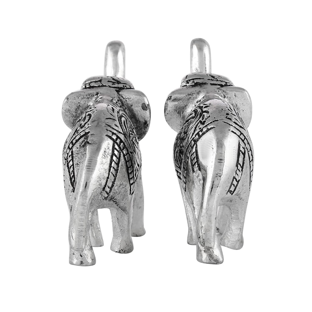Nirmal Handicraft Metal Elephant Silver Color for Showpiece Enhance Your Home,Office & Table and Gift for Have House Warming Anniversaries, Birthday. (3 in.), White Metal 3inch Elephant